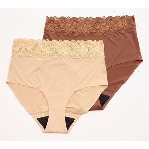 Anti x Proof Womens Set/2 Lace Trim High Rise Leak Resistant Briefs X-Large Size
